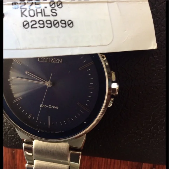 NWT Citizen Eco Drive Mens watch silver and blue